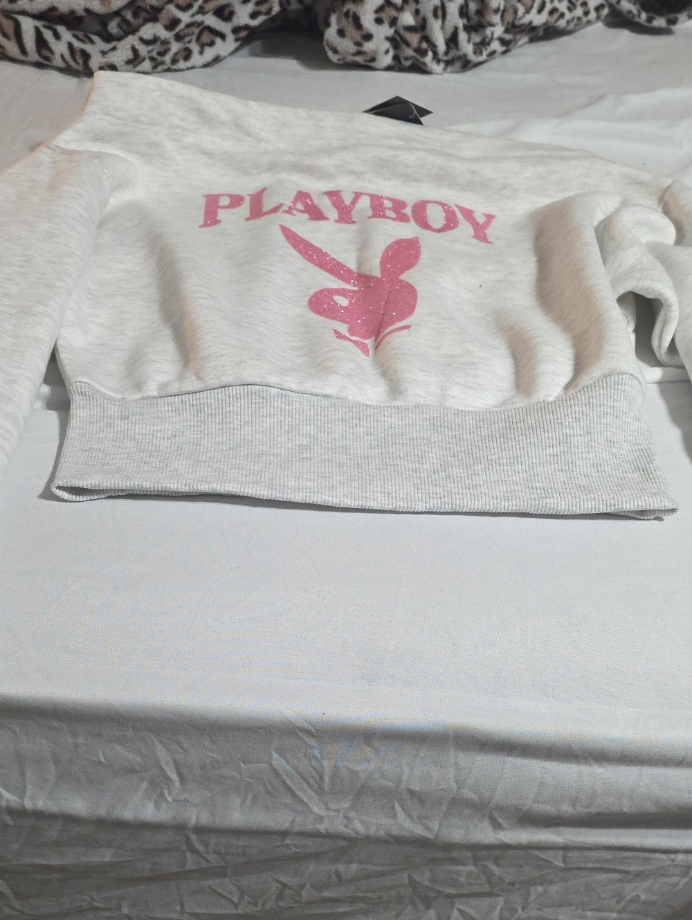 PLAYBOY White Sweatshirt with Pink Logo Kids Hoodie